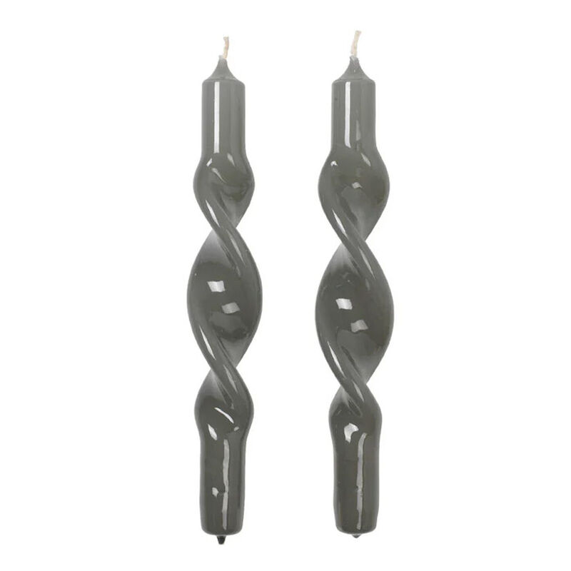 Broste Candle Twist Giftboxed Set Of 2 - Glossy Grape Leaf Green image number 0